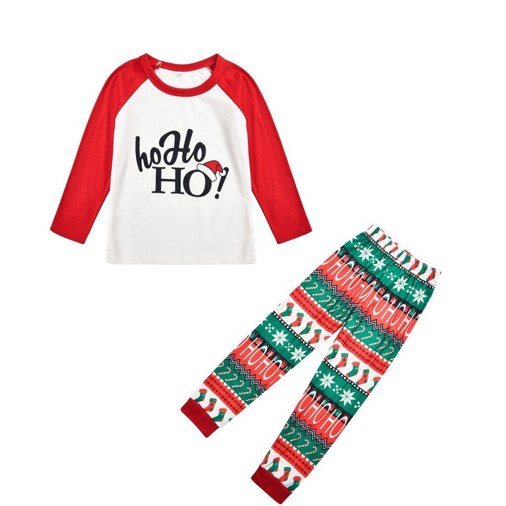 Christmas Children Kids Printed Letter Top+Pants