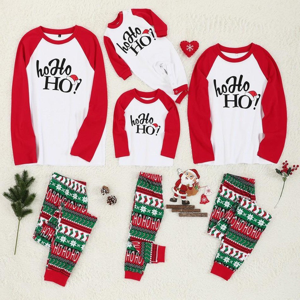 Christmas Children Kids Printed Letter Top+Pants