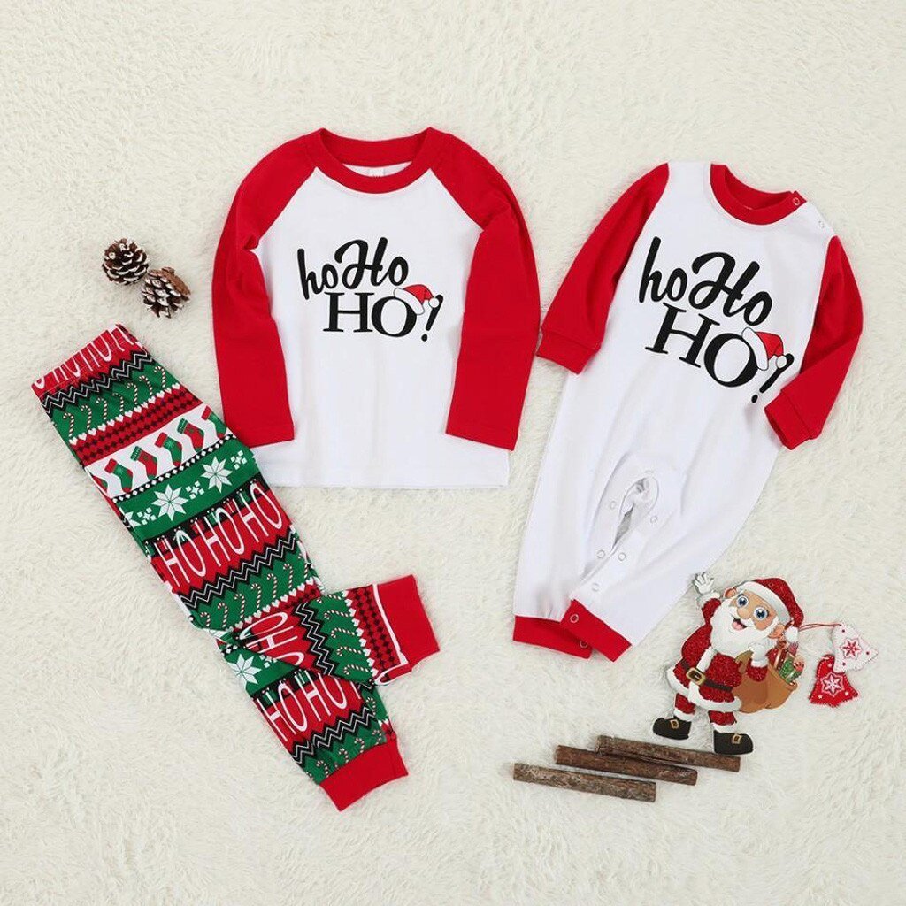 Christmas Children Kids Printed Letter Top+Pants