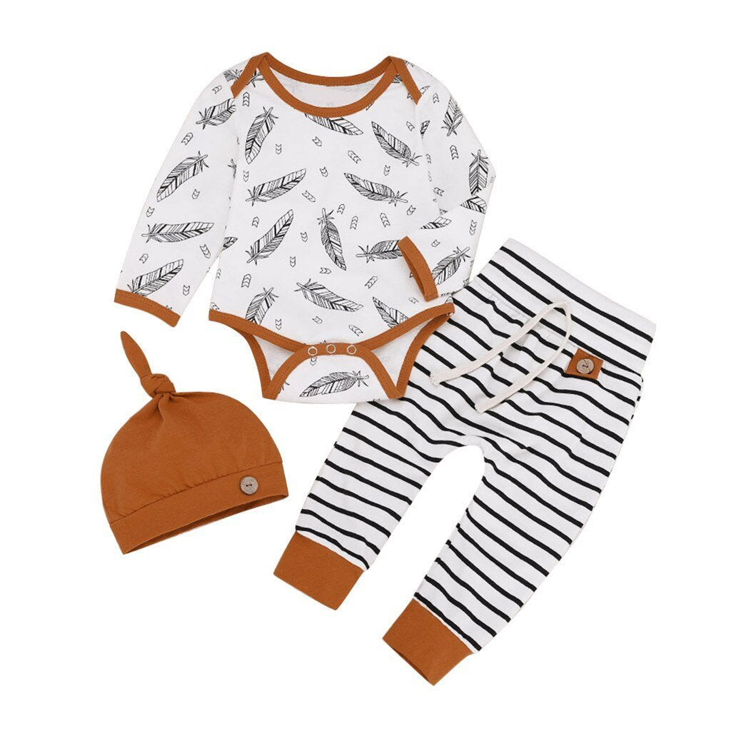 Newborn Baby clothes Boys Girls Feather longsleeve