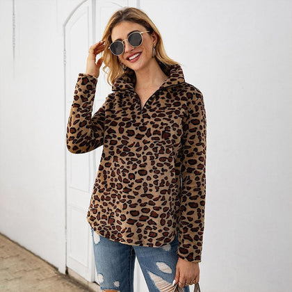 Leopard Zipper Women T-shirt